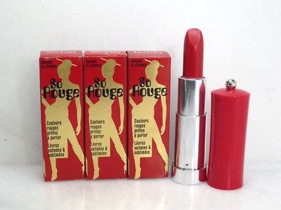 BOURJOIS SO ROUGE LIPSTICK 32 FASHION ROUGE 0.1 OZ BOXED LOT OF 3