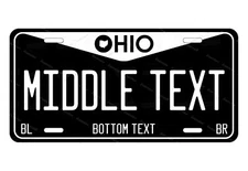 Ohio Black & White Personalized License Plate Tag Auto Car ATV Bicycle Bike etc
