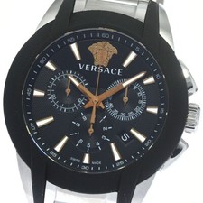 [Used excellent]VERSACE VEM800218 Character Chrono Quartz Black Gold Hands w/Box