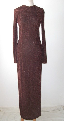 Dries Van Noten, DRIES VAN NOTEN Vintage Dark Copper Metallic Maxi Long Dress Gown 40 8