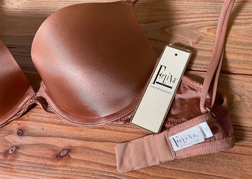 Sujetador push-up potenciador de gel Felina vintage, 32C, bronceado, nuevo con etiquetas - Imagen 2 de 10