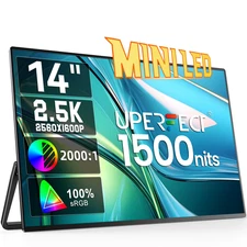 14" Mini LED Portable Monitor Gaming 1500 Nits 2560X1600 HDR HDMI USB-C Travel S