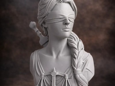 Themis Göttin der Gerechtigkeit Statue mit verbundenen Augen Skulptur Mehrfarbig