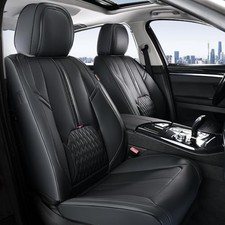 Front Seat Covers, 2-Pack Luxury Leather Seat Cover with FrontPair Black