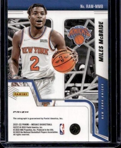 2021-22 Panini Mosaic #RAM-MMB Miles McBride Rookie Autographs Mosaic - Picture 2 of 2