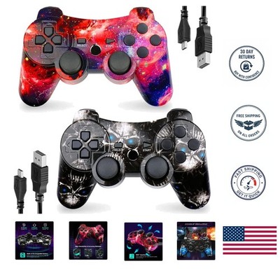 Stylish Skull + Galaxy Wireless Controllers for PS3 - Ultimate Gaming Duo