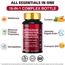 Nattokinase Supplement 4000 FU, Heart Health Support, 60 Count EXP 04/2027 USA