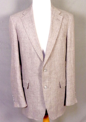 vintage EUC John Weitz Palm Beach Flecked Gray Wool Tweed Blazer Sportcoat 45 XL
