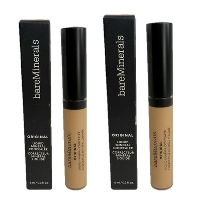 Two BareMinerals Original Liquid Mineral Concealer MED/TAN 3.5N Full Size 0.2 oz