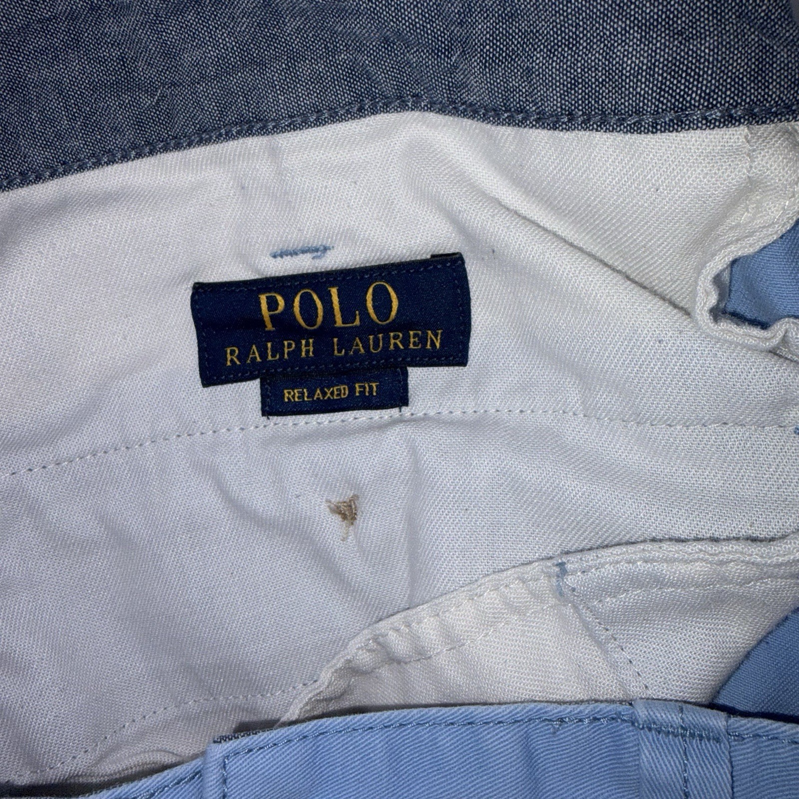 Polo Ralph Lauren Relaxed Fit Khaki Chino Shorts Size 36 9” Light Blue Pony thumbnail 6
