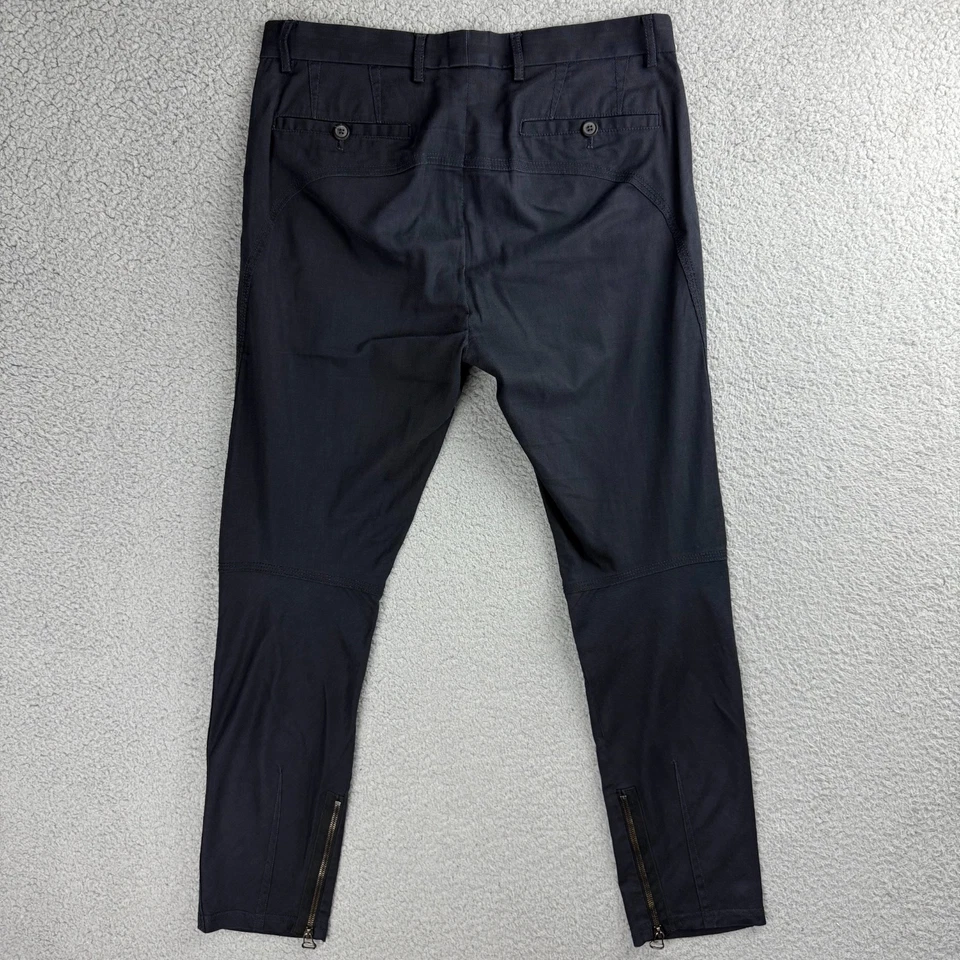 Lanvin Pants Mens Euro 46 Small S Navy Blue Ankle Zip Skinny Fit Biker Moto - Image 3 of 4
