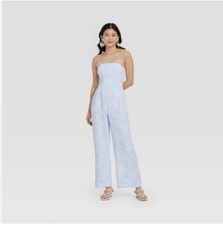 Strapless Jumpsuit  Blue / White Sz X-Small A...