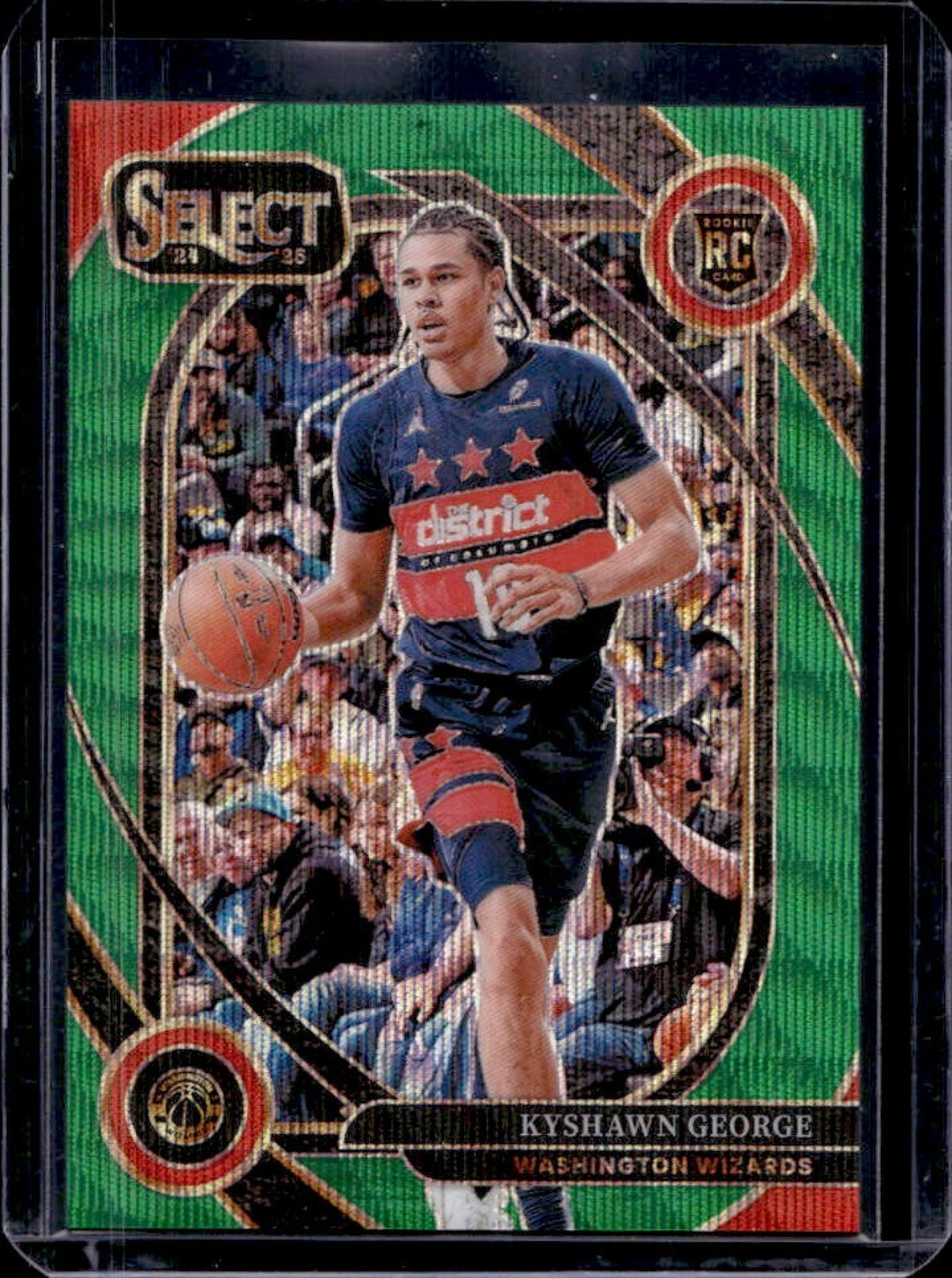 2024-25 Panini Select Kyshawn George Courtside RC Green Wave Prizm #/50 Wizards