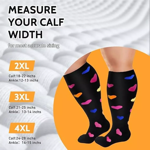 Plus Size Compression Socks 20-30mmhg Extra Wide Calf Knee High Stocking 2XL-7XL - Picture 10 of 45