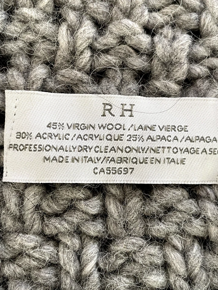 Manta Derecha Italia, Mezcla Lana Alpaca Tejida Gris Acogedora Clásica Foto 3 de 4