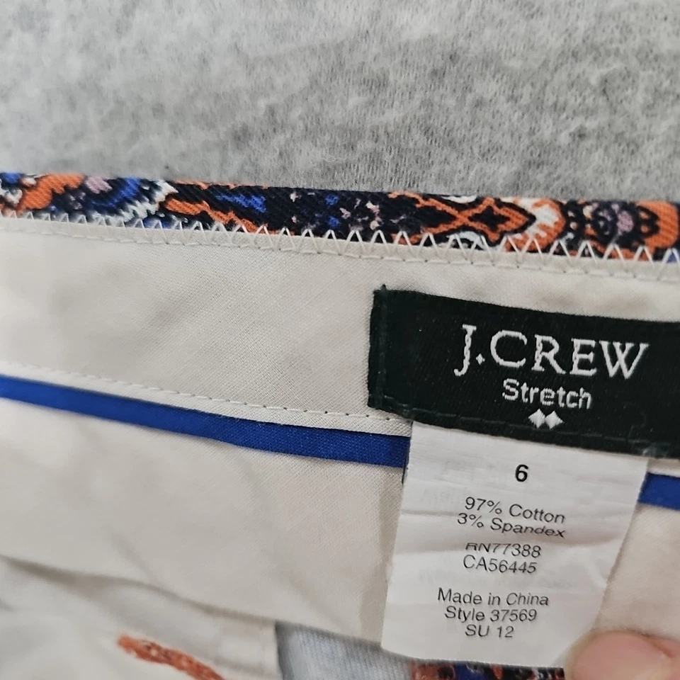 Pantalones Cortos Para Mujer J Crew Chino Elastizados Talla 6 Azul Cachemira Naranja 2.5" Entrepierna Foto 3 de 4