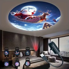 LED USB Projector Light 3 6pcs Patterns Adjustable Santa Snowman Tree US