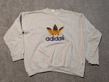 Vintage Adidas Sweater Mens Large Gray Embroidered Trefoil Crewneck Sweatshirt