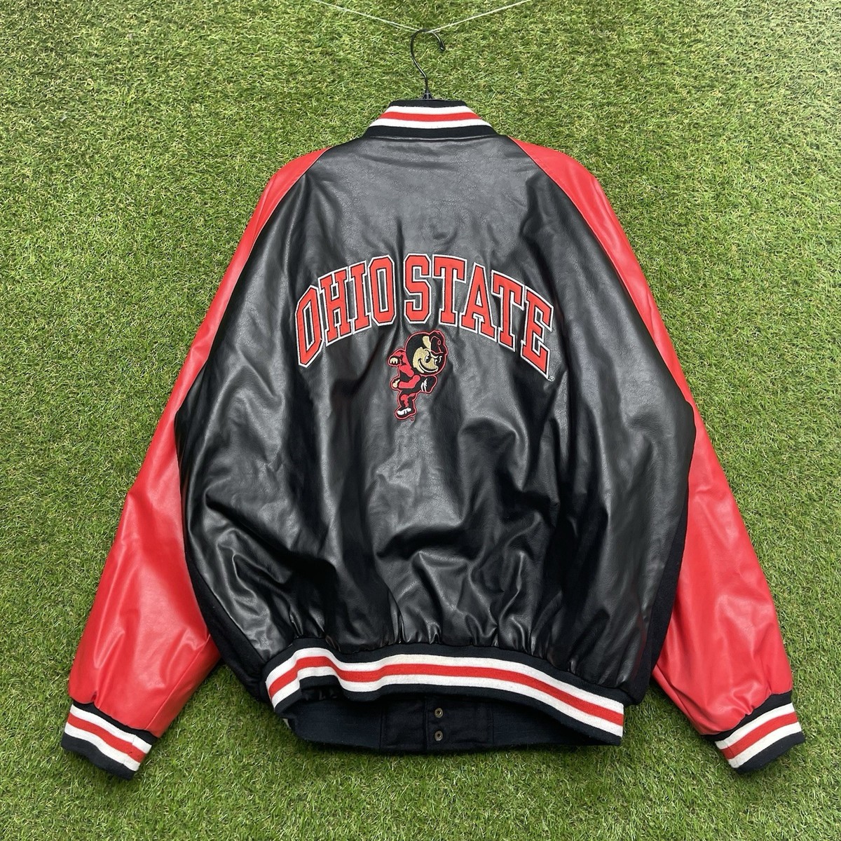 Vintage Ohio State Buckeyes Leather Jacket Mens XL Faux Steve and