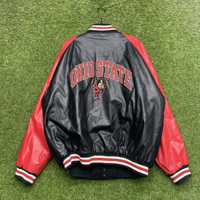 Vintage Ohio State Buckeyes Leather Jacket Mens XL Faux Steve and