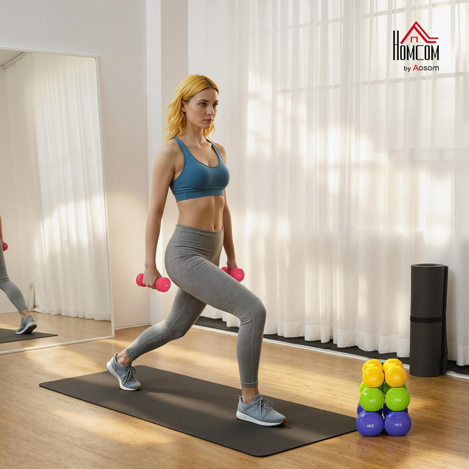 Set 8 Manubri Da 20 Kg Con Design Esagonale, Pesi Da Palestra in Acciaio E PU Da foto 2
