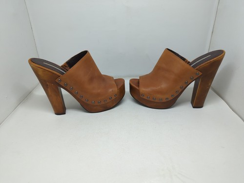 VERA WANG LAVENDER Women’s Open Toe Warm Brown Leather Platform Heels Sz 8.5 M - Picture 5 of 24