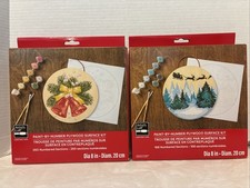 2 Christmas Artists Loft Paint By Number Plywood Surface Kits Bells & Santa