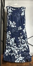 CHAPS Navy Floral Faux Wrap Dress Size 6