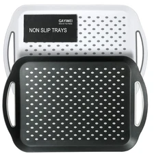 Large Anti-Slip Serving Tray with Handles, Dual Rubber Grippy Lap Food Trays ...