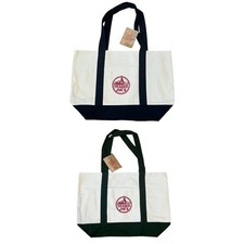 TRADER JOE'S LARGE CANVAS BAG Heavy Cotton Reusable Tote - Navy Blue or Green