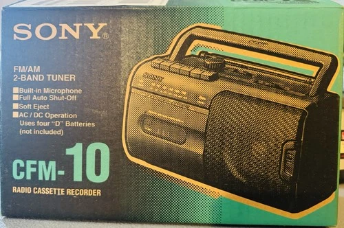 SONY Radio Cassette Recorder CFM-10 AM FM Portable AC DC Boombox NEW OPEN BOX