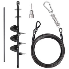 Versatile 30ft Dog Tie-Out with Spiral Stake - Suitable for Dogs Up to 210 lbs