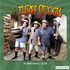Three Stooges 2026 Wall Calendar Full Size 12x12