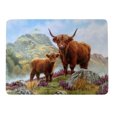 Tischsets Highland Kuh Kalb Melaminplatte Korkboden 4er Set rechteckig Tiere