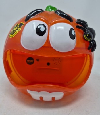 RARE! M&M's Orange Motion Activated Pumpkin Candy Dish - Lights Up & Evil Laugh