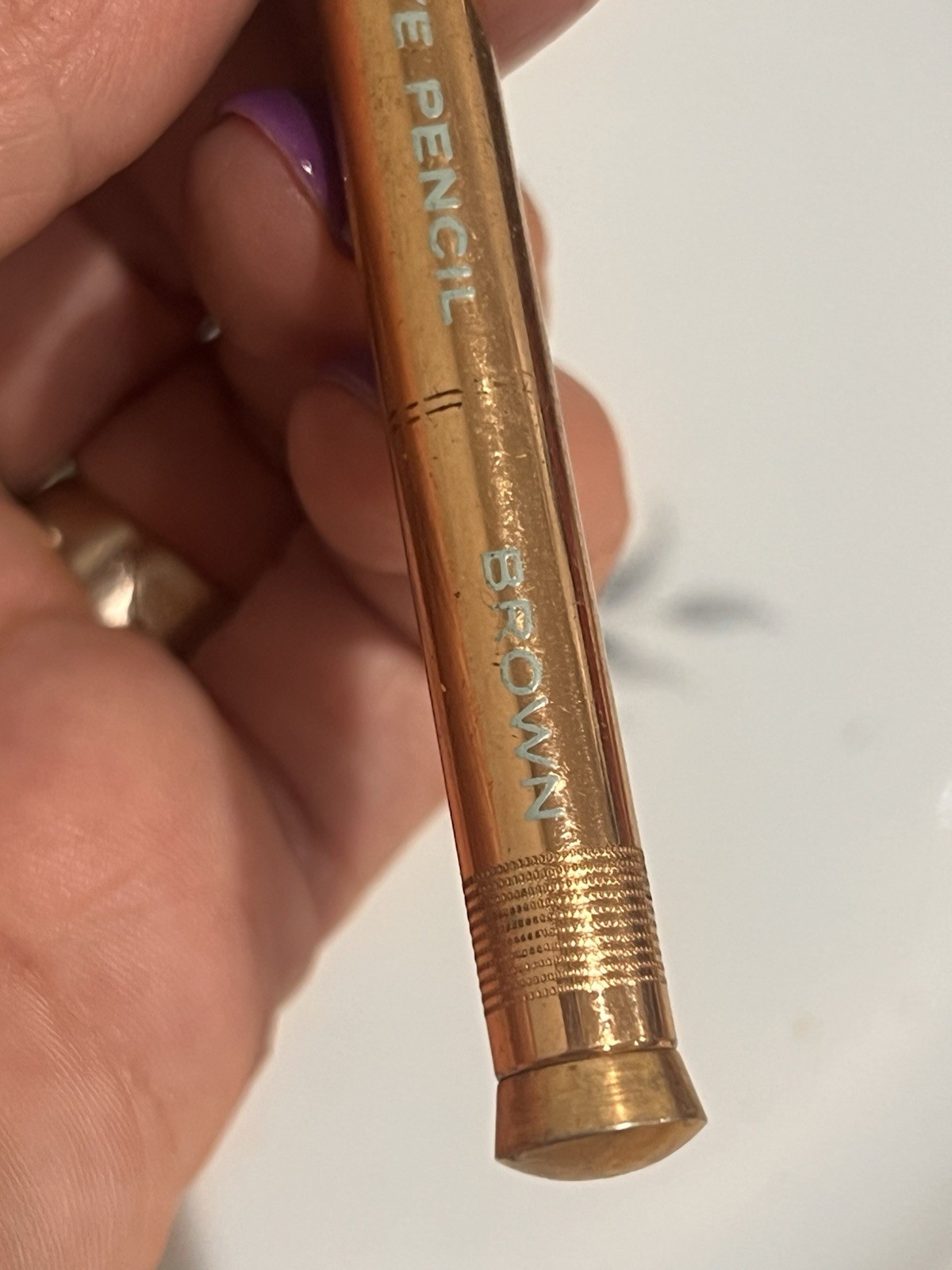 VINTAGE MAX FACTOR HOLLYWOOD GOLD METAL AUTOMATIC EYE PENCIL LINER NEW BROWN