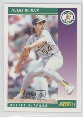 1992 Score Todd Burns #341 0c4