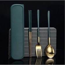 Travel Camping Cutlery Set 3Pcs Stainless Steel Tableware Travel Camping Office