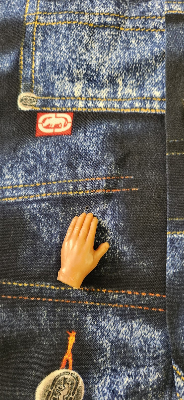 Vintage Ecko Utld RARE Patchwork denim polyester … - image 3