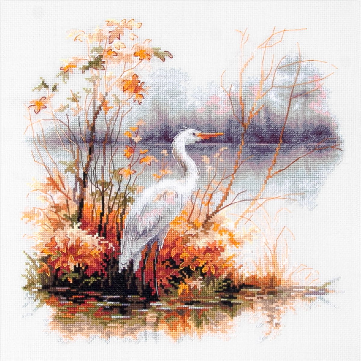 Magic Needle counted cross stitch kit ""White Heron"", 26x26cm