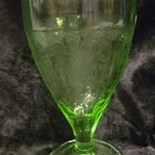 Depression Era Uranium Glass 5.75" Footed Tumbler W/ Basket Design