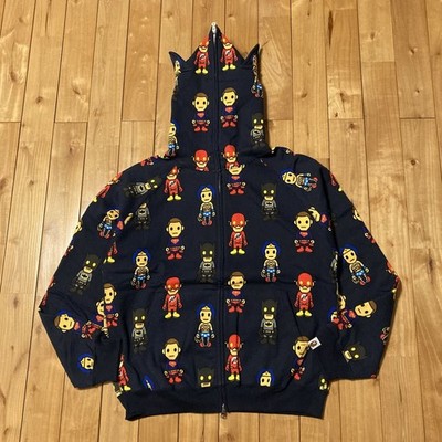 Dc Comics Bape Full Zip Hoodie M Size Navy A Bathing Ape No.aj1114