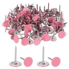 100Pcs Thumb Tacks, 7/16"x11/16" Flat Head Upholstery Push Pins, Pink