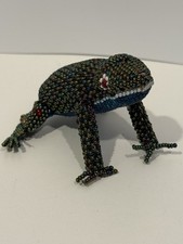 Vintage Multicolor Hand Beaded Frog Figurine Multicolor And Adorable