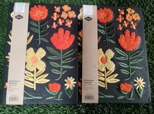 2 Denik Mixed Embroidered Chunky Flowers Ruled Journal Vegan Leather 144 Page