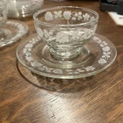 Set of 7 Vintage Anchor Hocking Gooseberry White Enameled Glass Footed Dessert C