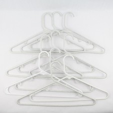 Mixed Lot of 10 White Plastic Clothes Hangers For Shirts and Pants