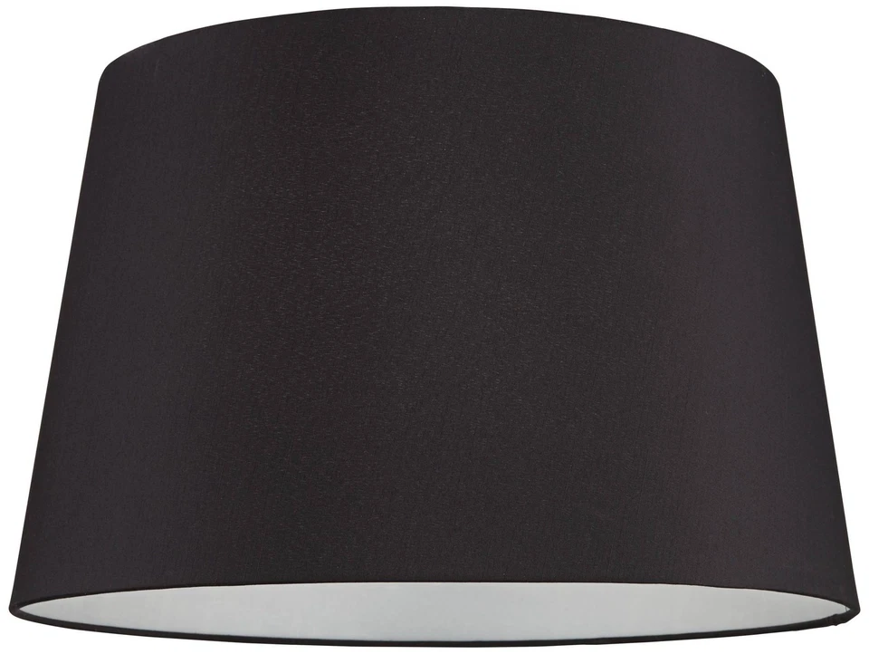 Black Faux Silk Large Tapered Drum Lamp Shade 14" Top x 17" Bottom x 11" High - Image 3 of 4