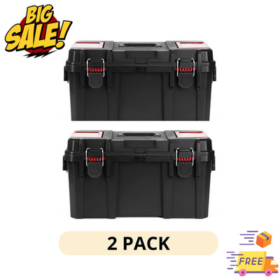 2 Pack Hyper Tough 19-Inch Toolbox with Small Parts Organizer Heavy-Duty Resin