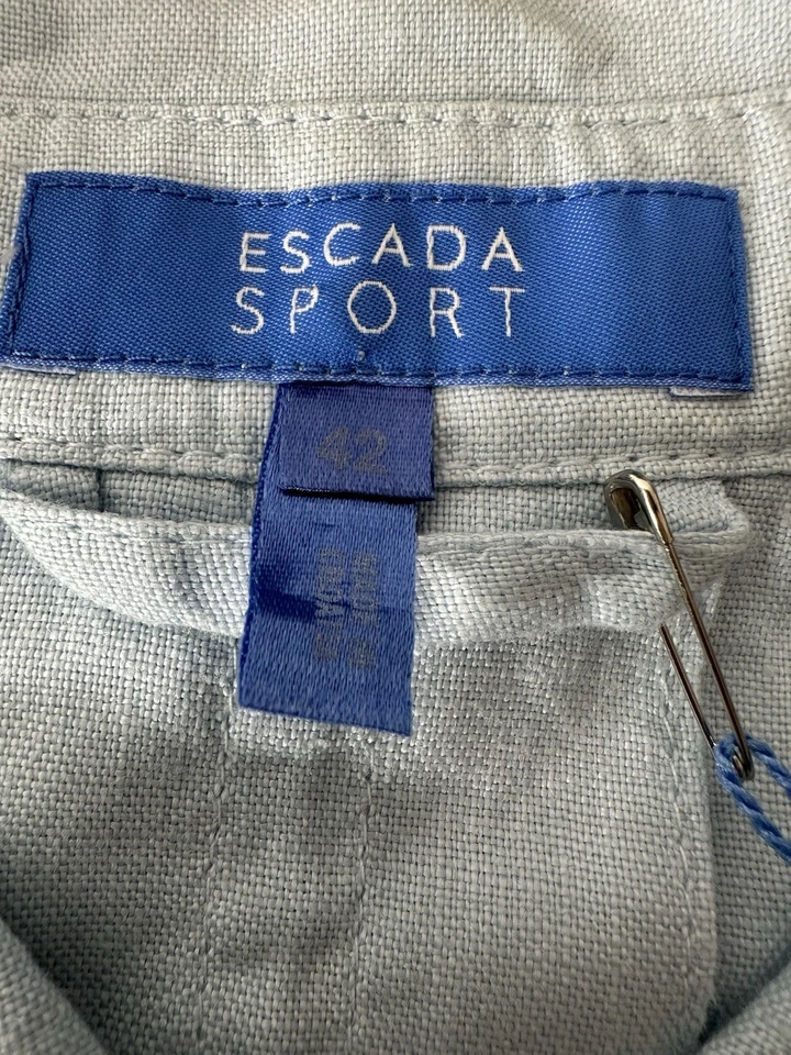 New Escada Sport 100% Linen Jacket Top Women’s Size 42 Long Sleeve Pockets - Image 3 of 4